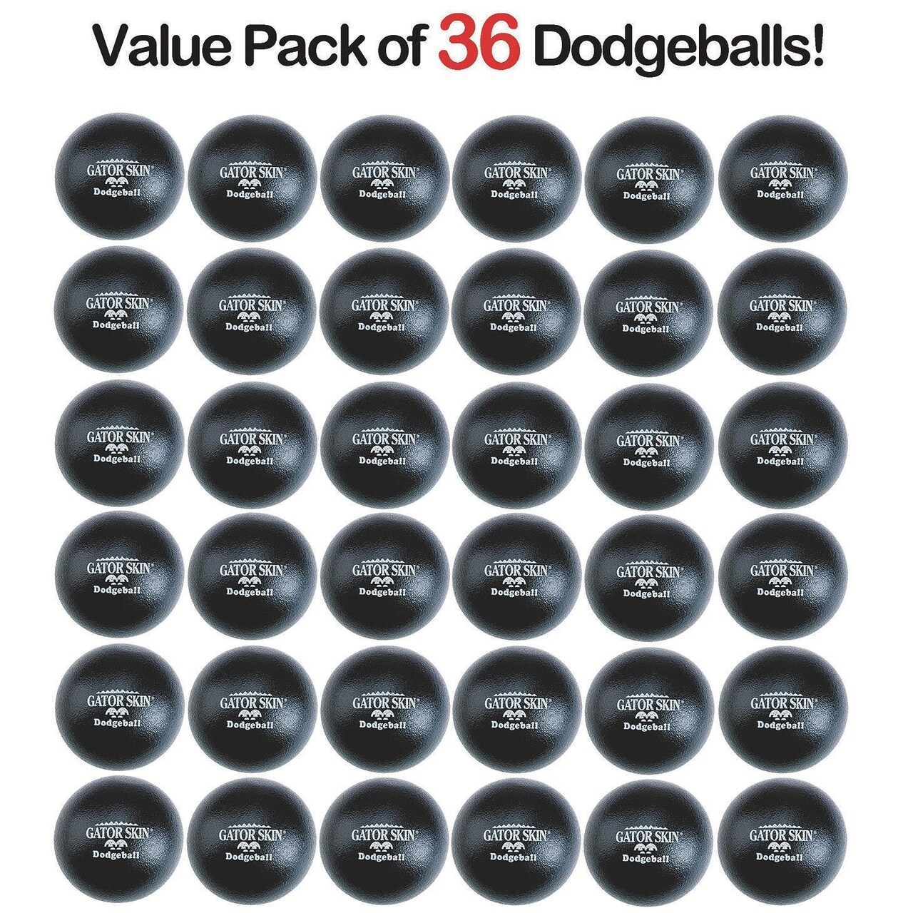 S&S Worldwide Gator Skin Foam Dodgeballs - Easy to Grip, Soft - Low Density Foam Core for No Sting, Durable Coating, Tear and Puncture Resistant, Small 6" Size for Kids, Case of 36 Black Balls.